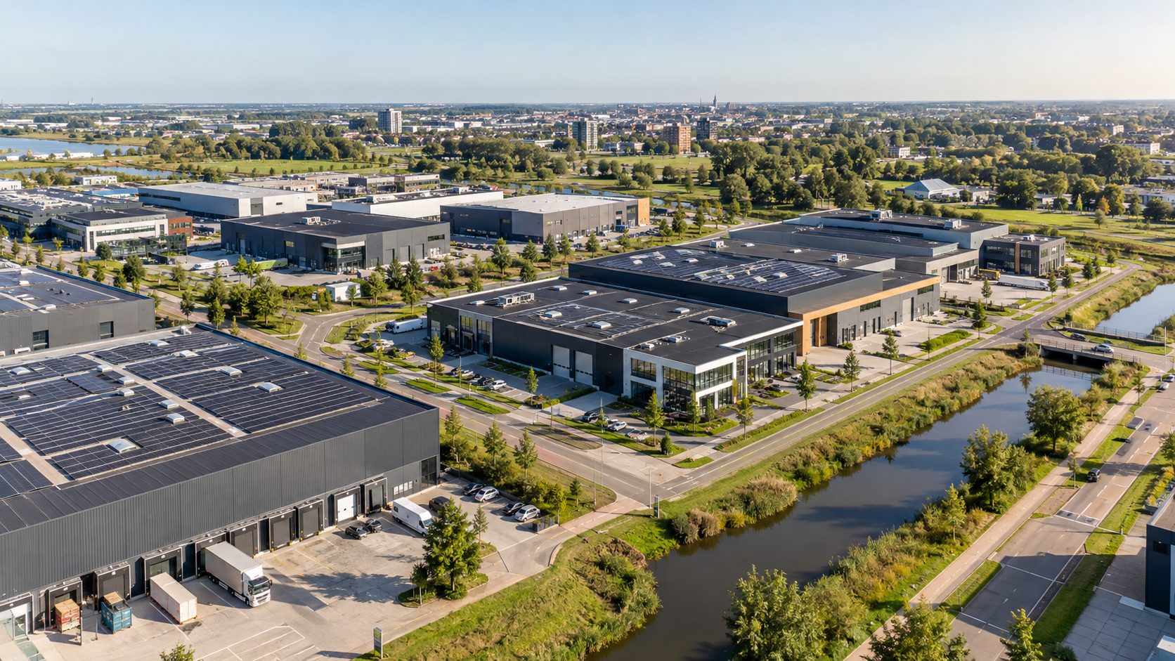 Nederlands bedrijventerrein met lokale energievoorzieningen